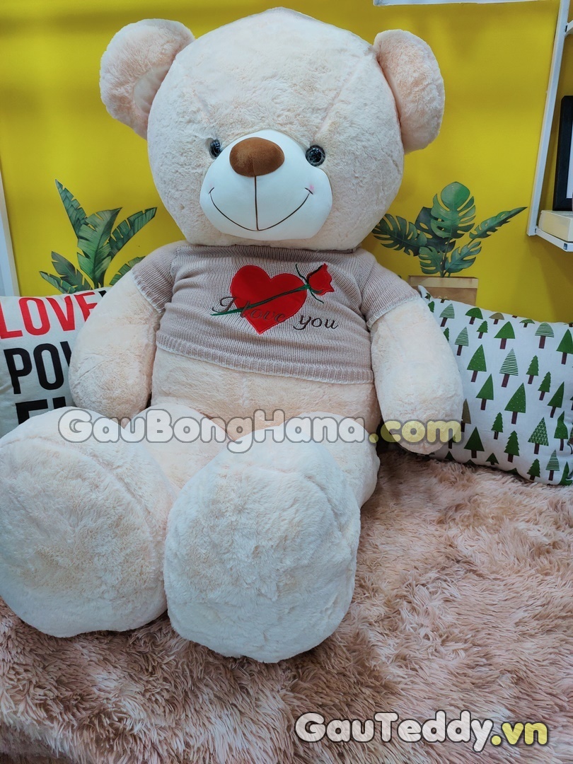 Gấu Bông Kem Áo Hoa