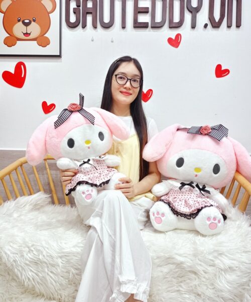 Thỏ Bông Melody Váy Hồng Chấm Bi