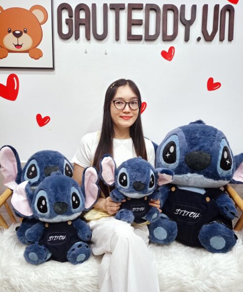 Stitch Nhồi Bông Mặc Yếm Jean